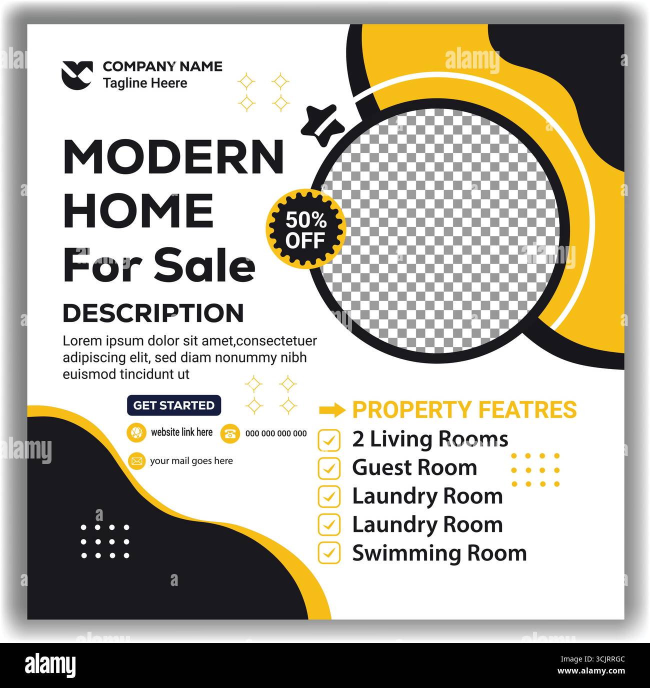 Élégant immobilier Home Listing médias sociaux Post Pack Square Banner promotion Vector Design Illustration de Vecteur