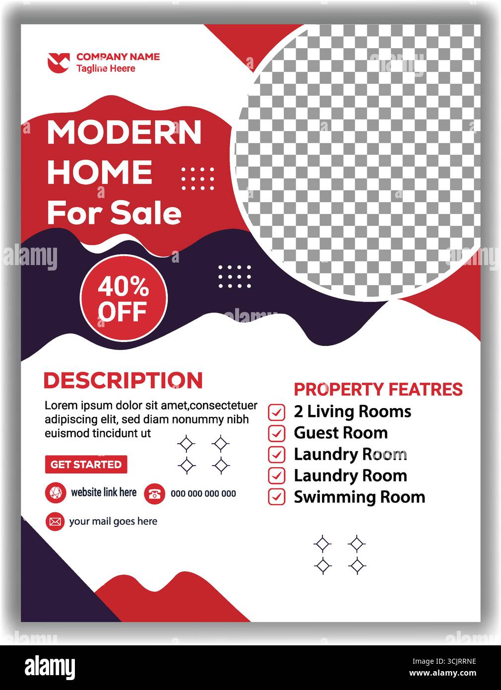 Modèle d'affiche immobilière élégant illustration vectorielle de marketing de logement moderne Illustration de Vecteur