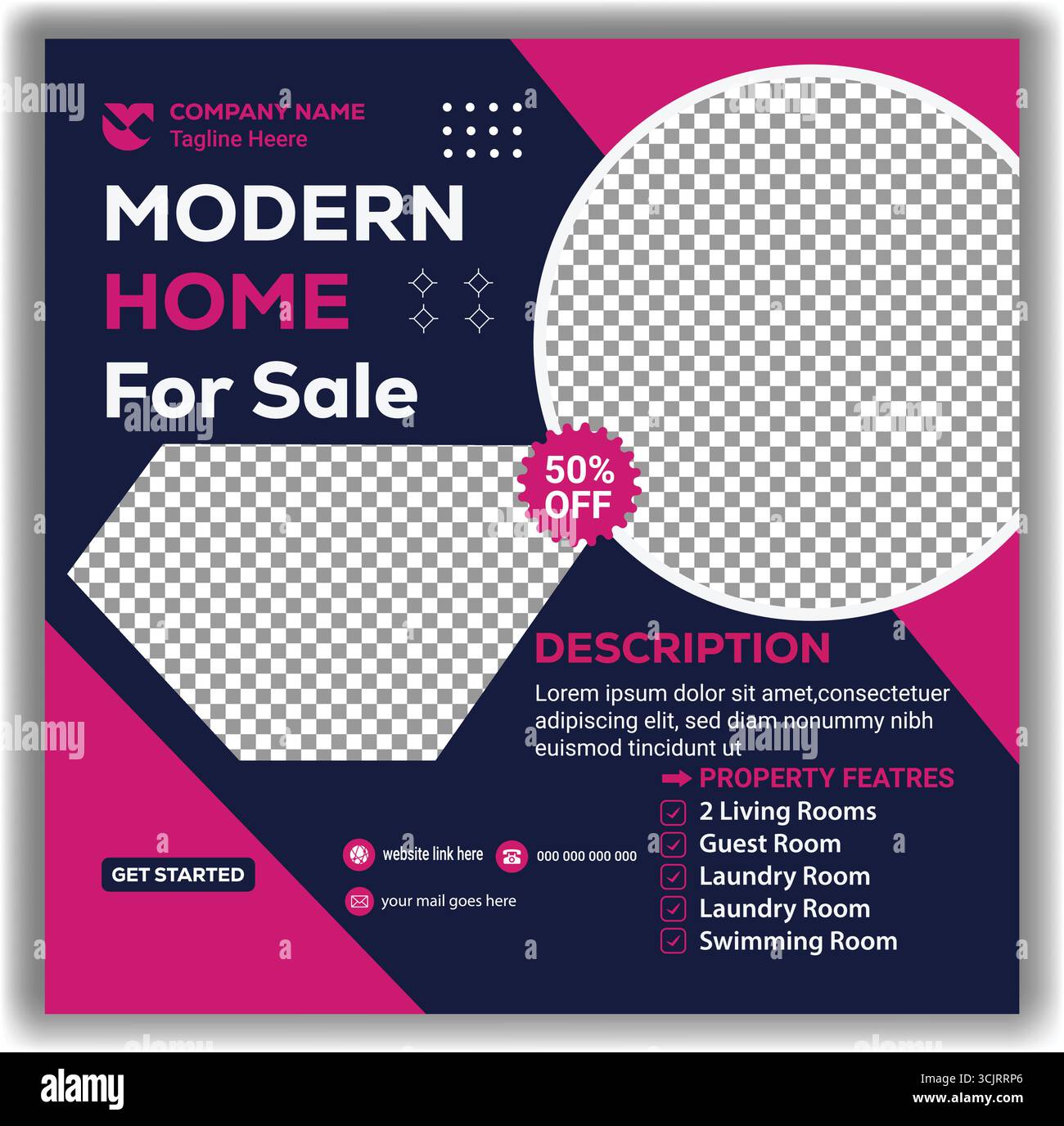 Vente de propriété professionnelle modèle de médias sociaux Bundle Modern Square Banner illustration vectorielle Illustration de Vecteur