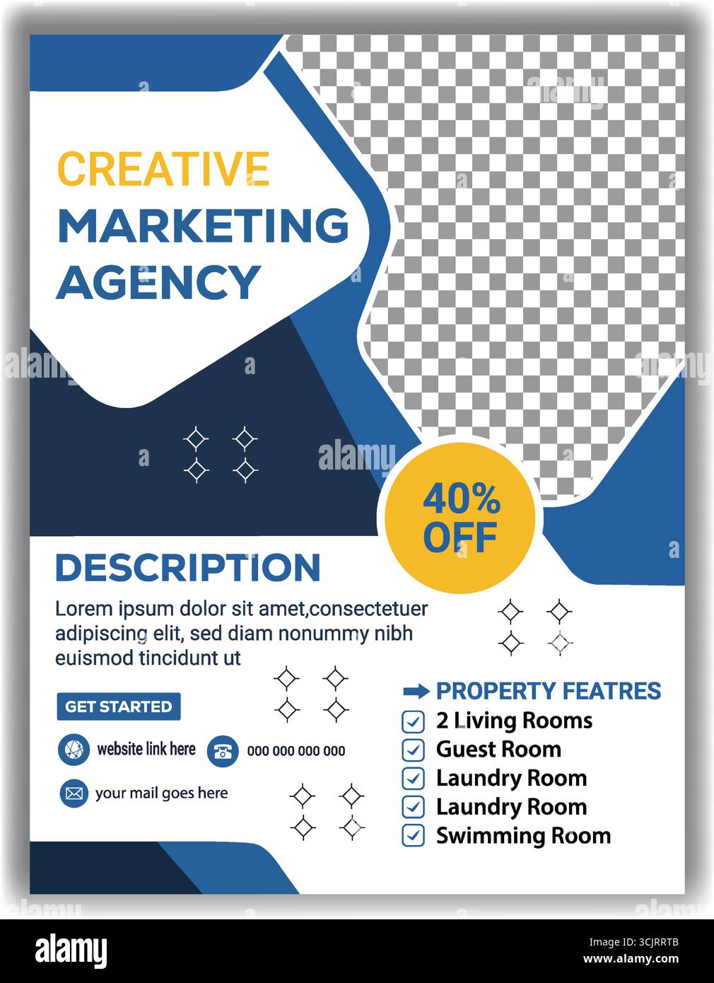 Mise en page minimaliste de la circulaire Marketing Design vectoriel propre et professionnel Illustration de Vecteur