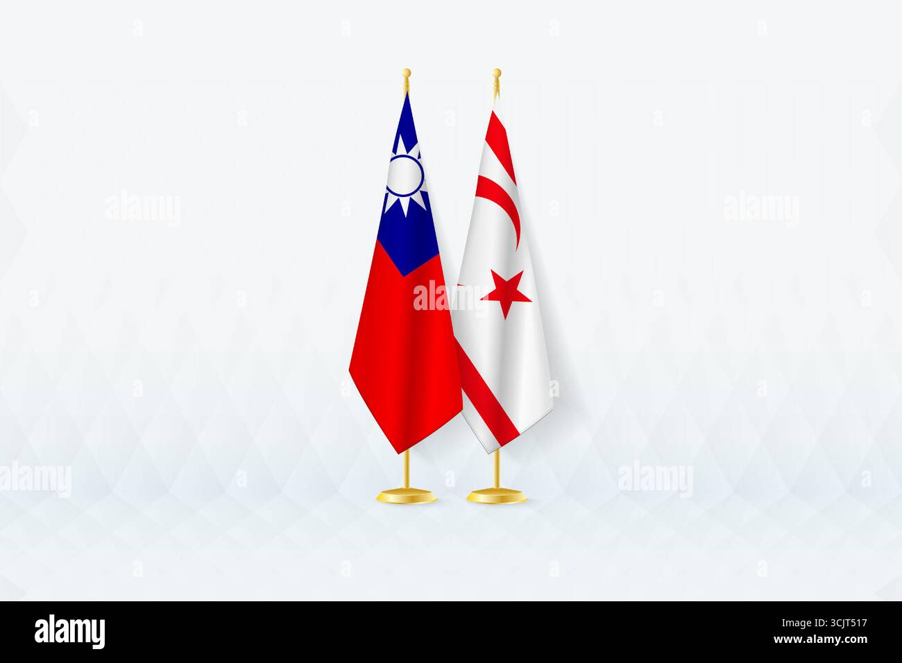 Taïwan et Chypre du Nord drapeaux côte à côte, symbole du partenariat international. L'illustration symbolise la diplomatie, le partenariat et l'international Illustration de Vecteur
