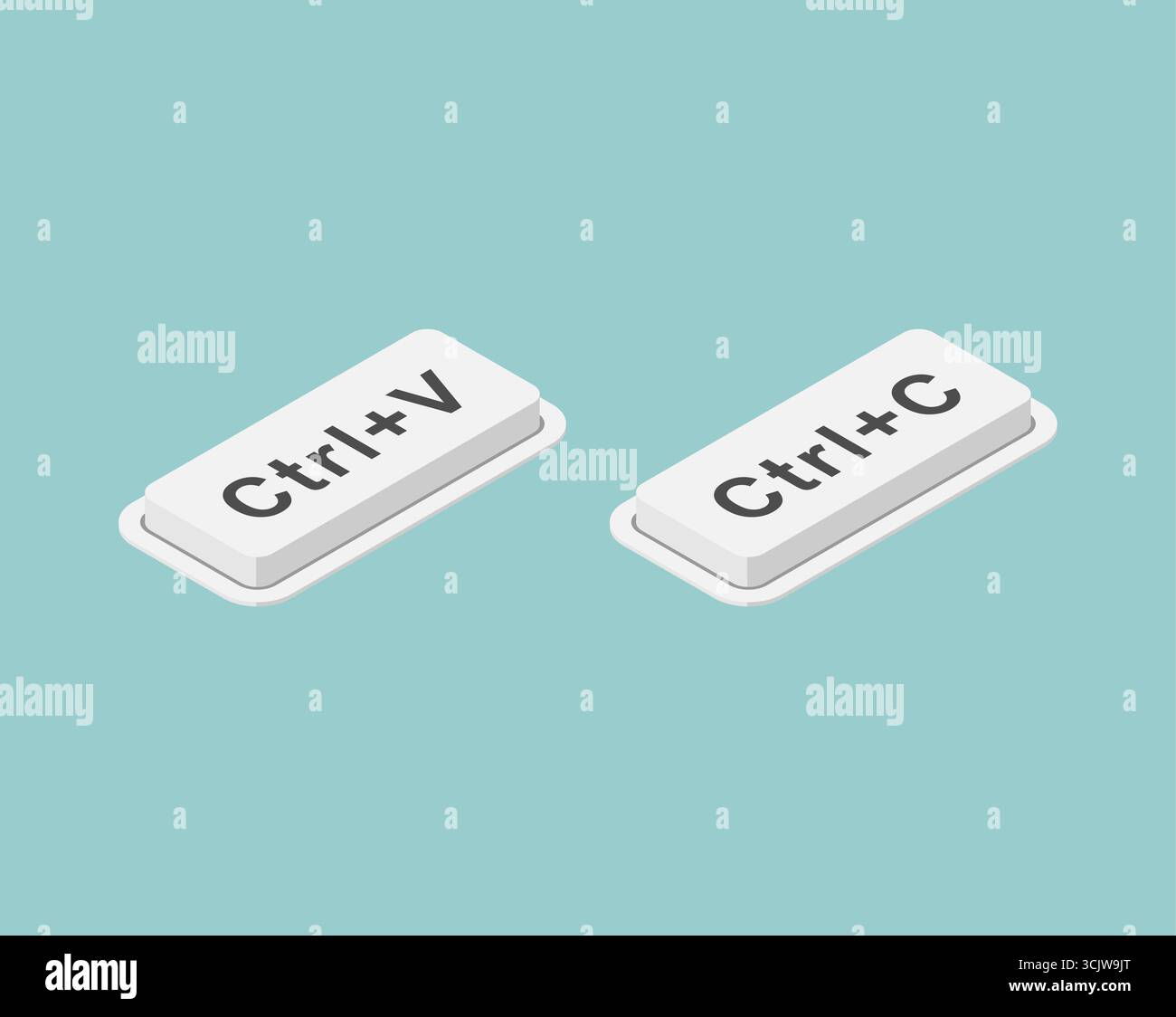 Touches Ctrl+C et Ctrl+V. Parfait pour la conception numérique, les projets informatiques, les logiciels, le codage, la créativité, et des concepts technologiques modernes. Illustration de Vecteur