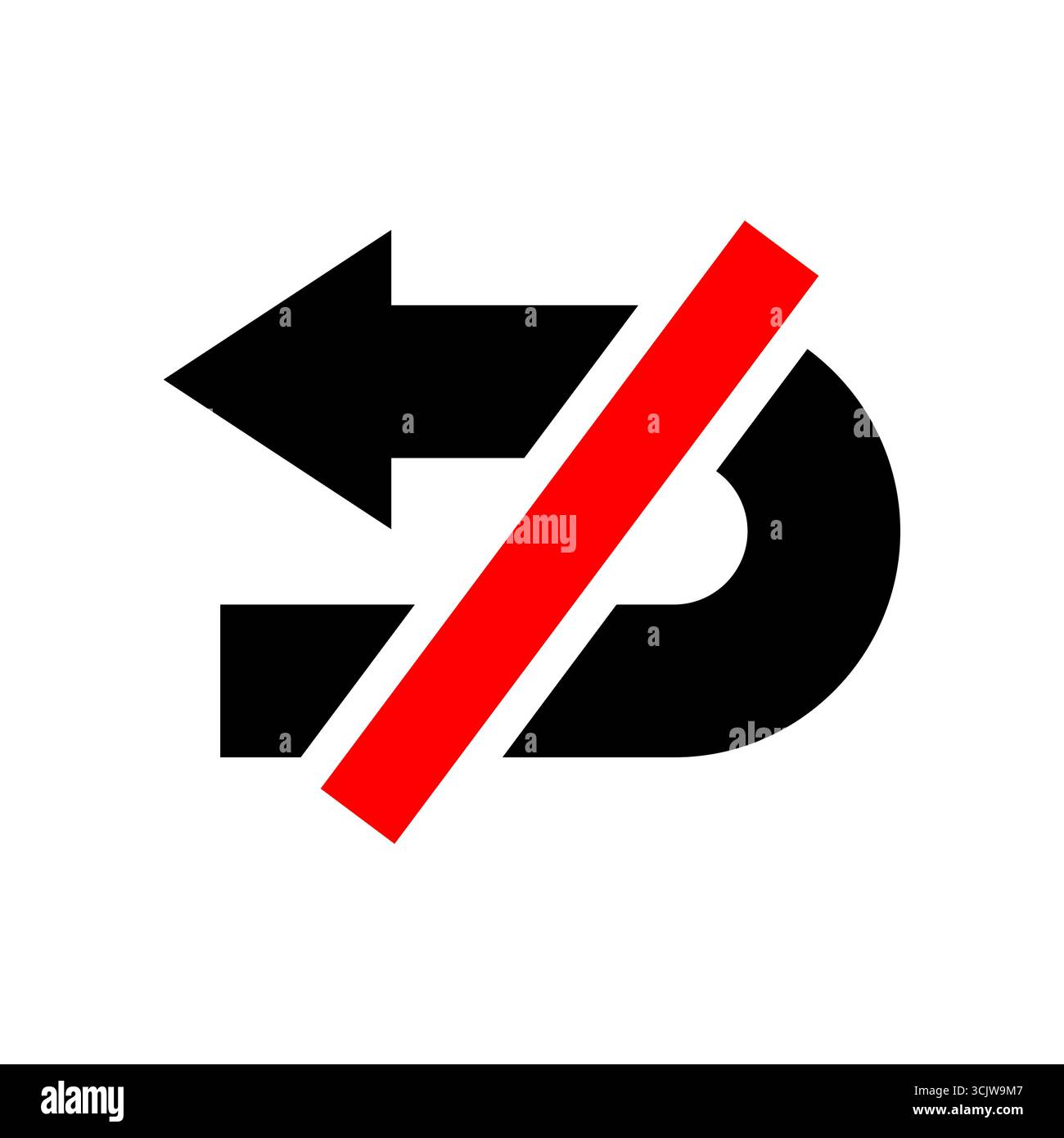 Aucun panneau de signalisation en demi-tour avec flèche, symbolisant la restriction, l'interdiction, les règles de direction et la sécurité routière. Illustration de Vecteur