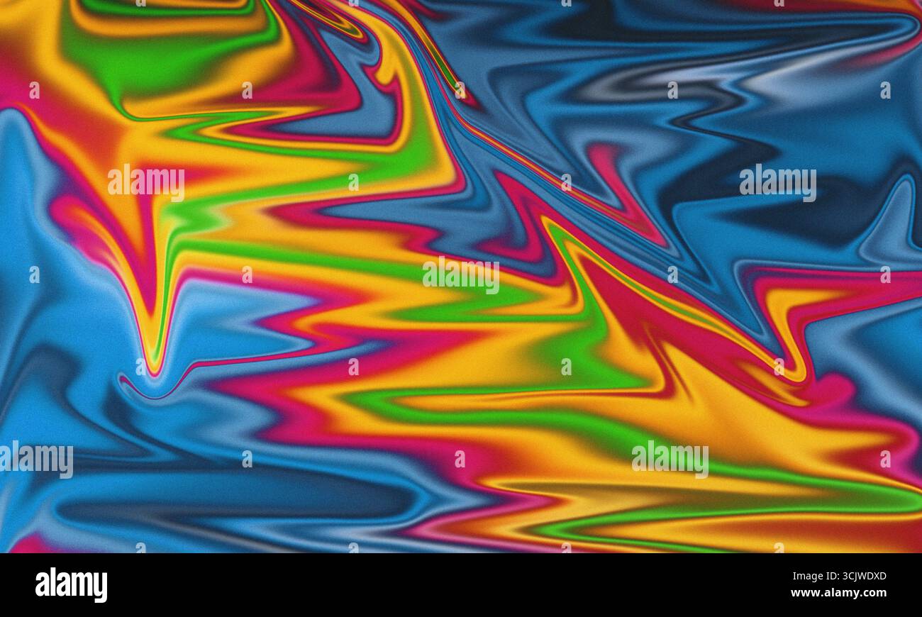 Vecteur de tourbillon psychédélique – motif zigzag abstrait dans des vagues multicolores vibrantes Banque D'Images