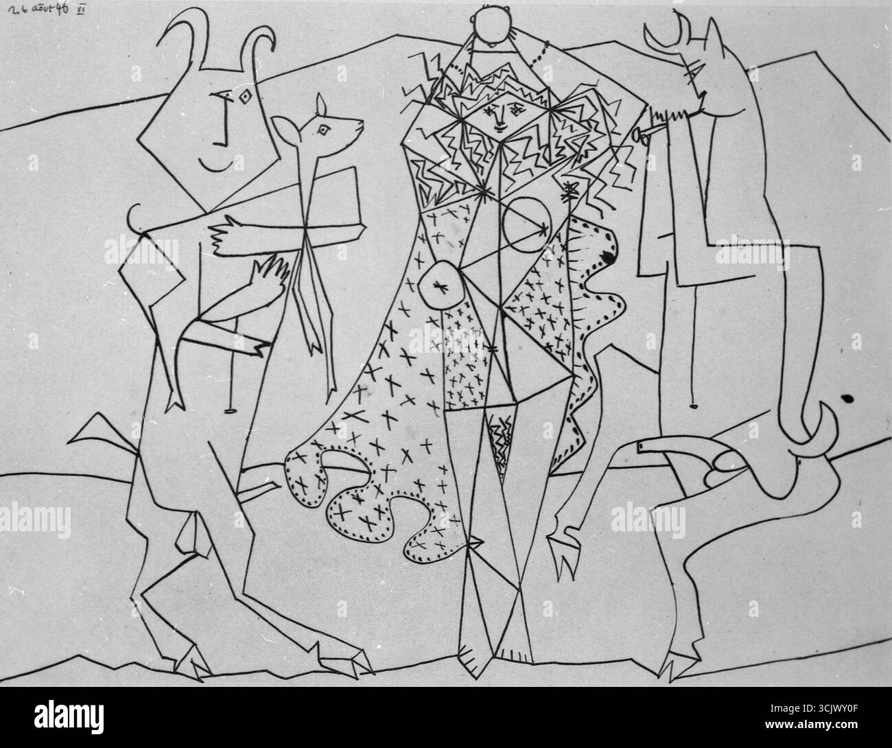Dessin de l'artiste espagnol Pablo Picasso, 1946 Banque D'Images