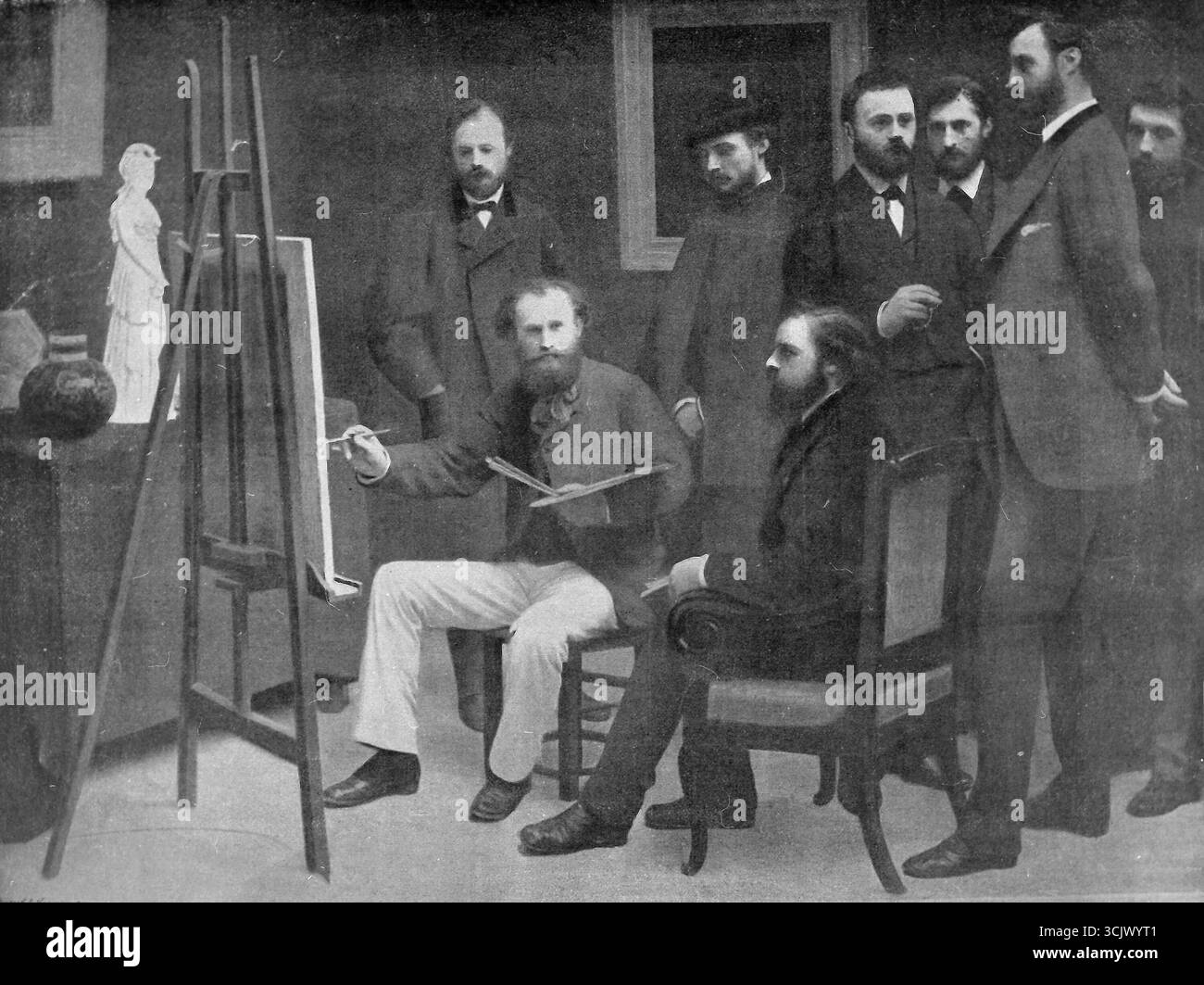 Atelier de l’artiste français Monet, par l’artiste Fantin Latour, 1870 Banque D'Images