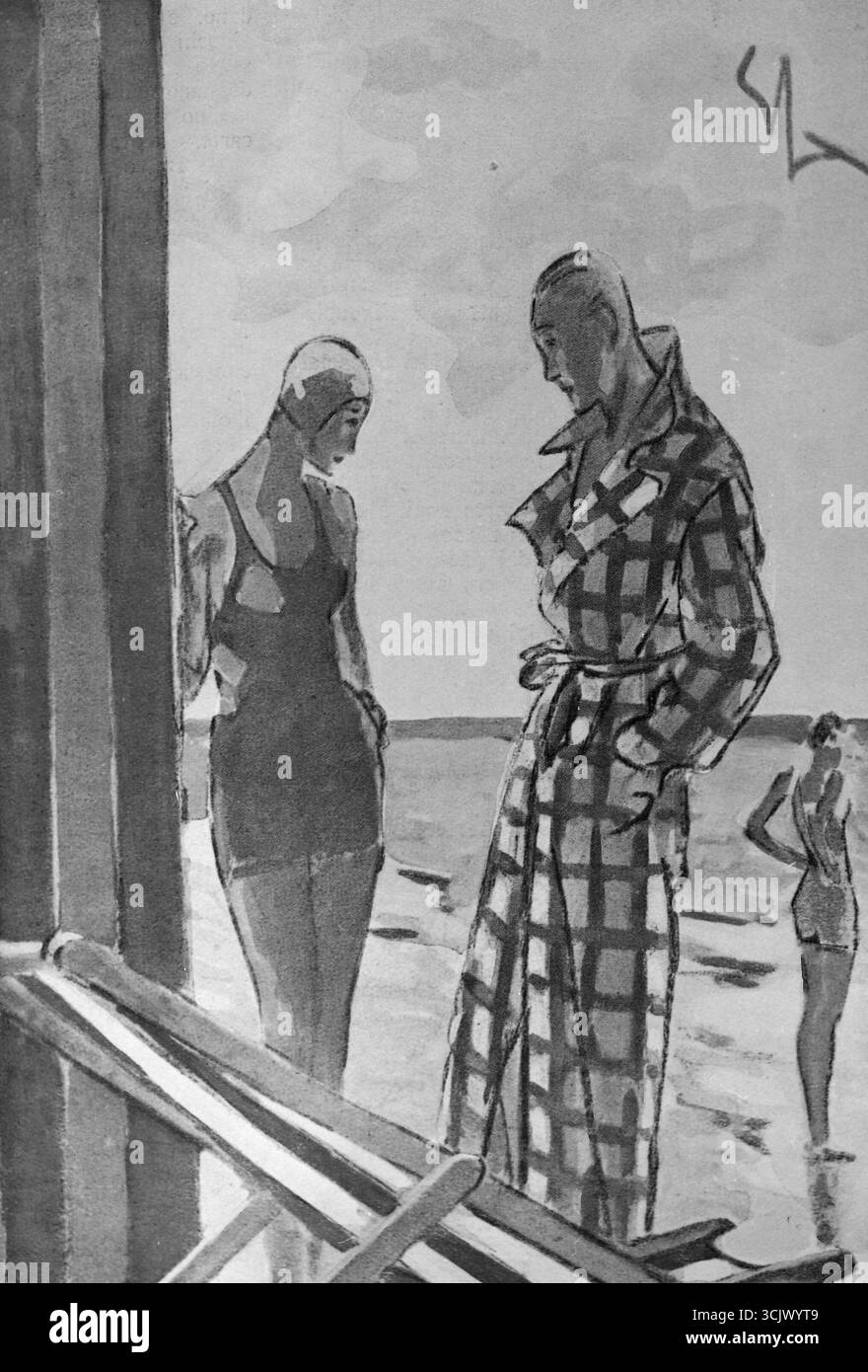 Mode de plage dans les années 1920, illustration, Italie Banque D'Images