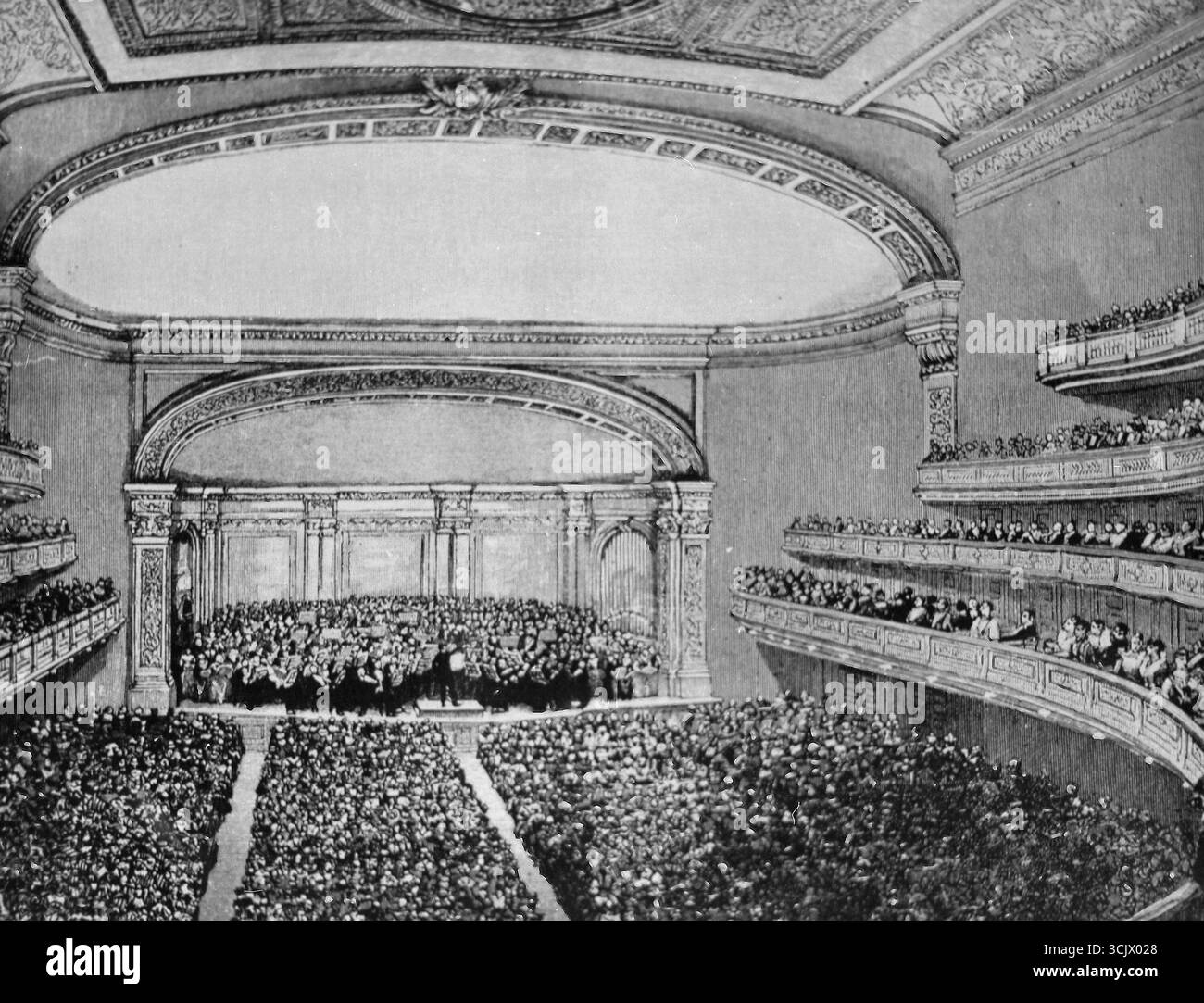 Vue de l'intérieur du Carnagie Hall, New York, USA, illustration, années 1890 Banque D'Images
