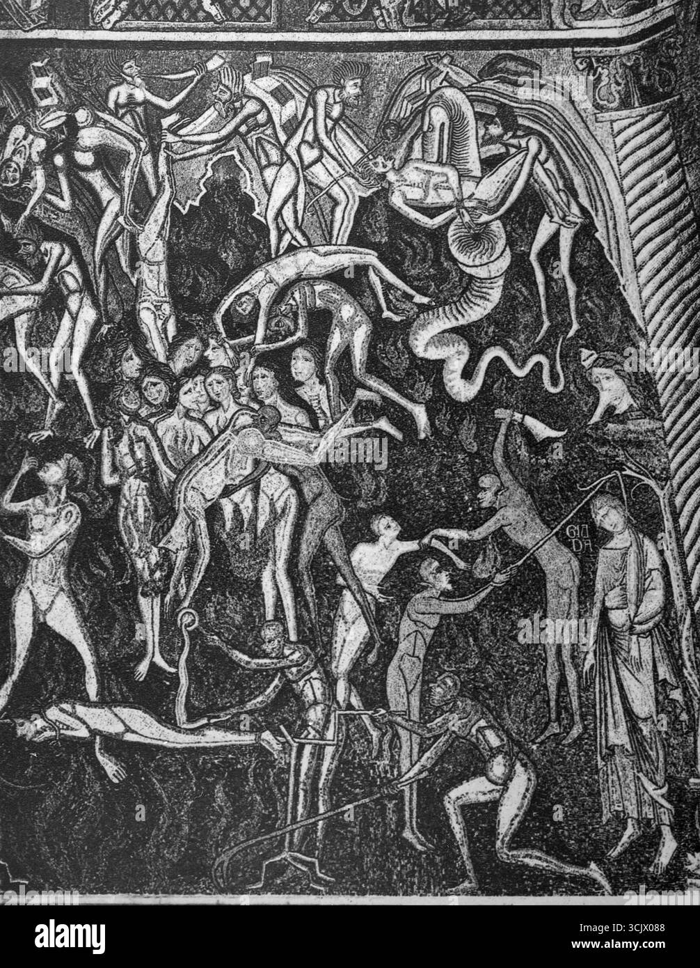 Détail des mosaïques sur le dôme du Baptistère de Saint Jean, Florence, Italie des années 1200 Banque D'Images