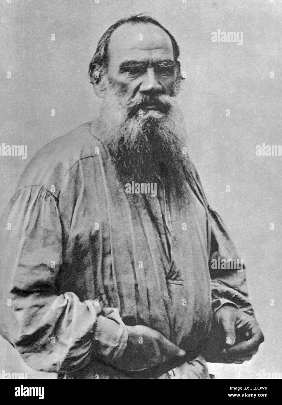 Portrait du romancier russe Leo Tolstoï, Moscou, Russie 1892 Banque D'Images