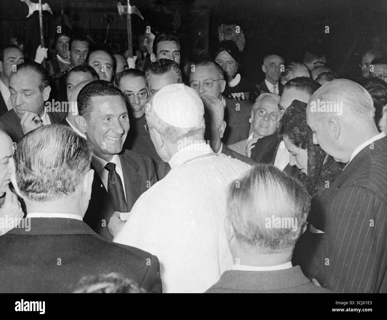 Rencontre avec le Pape, Rome, Italie des années 1950 Banque D'Images