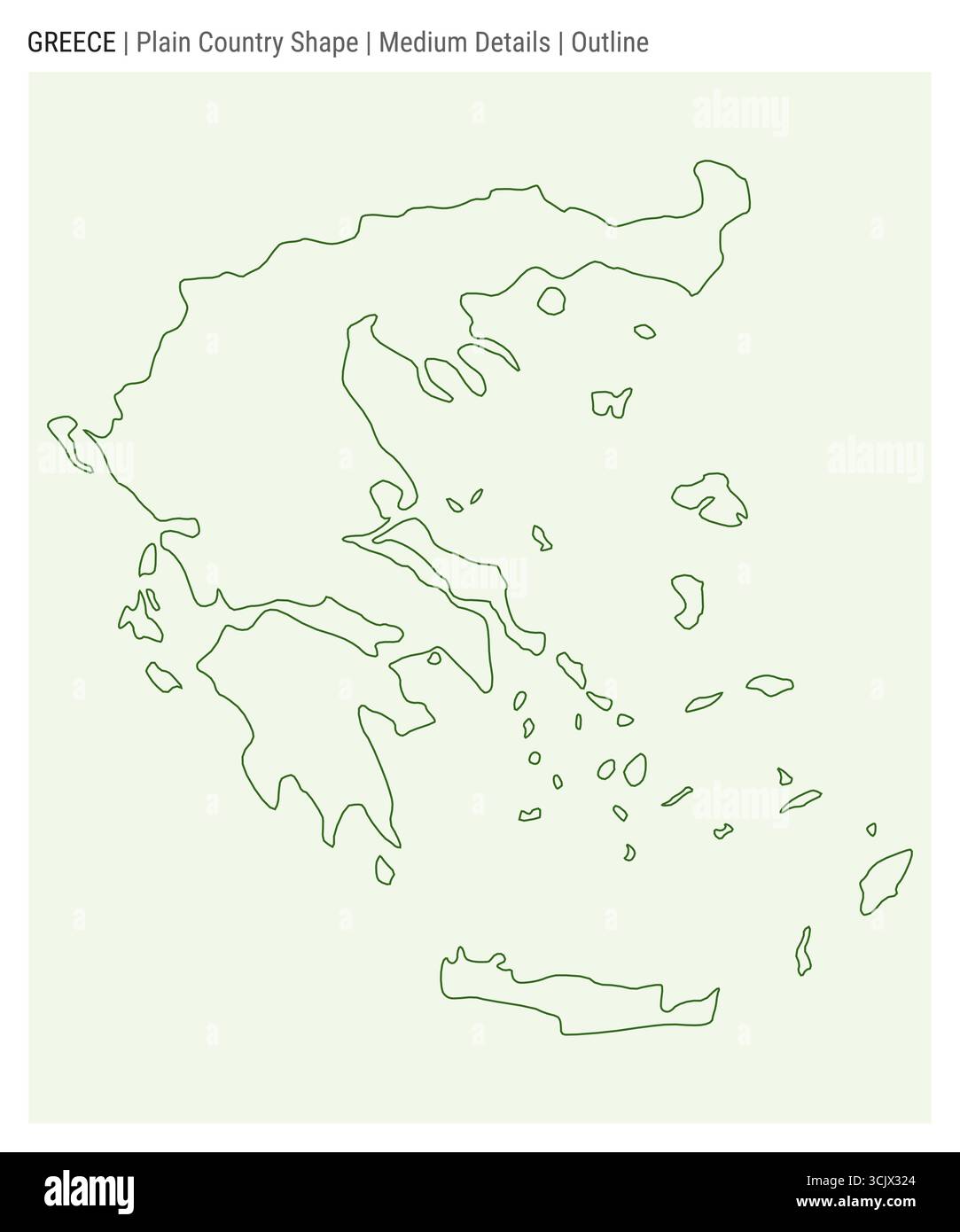 Carte du pays de la plaine de la Grèce. Détails moyens. Style de contour. Forme de la Grèce. Illustration vectorielle. Illustration de Vecteur