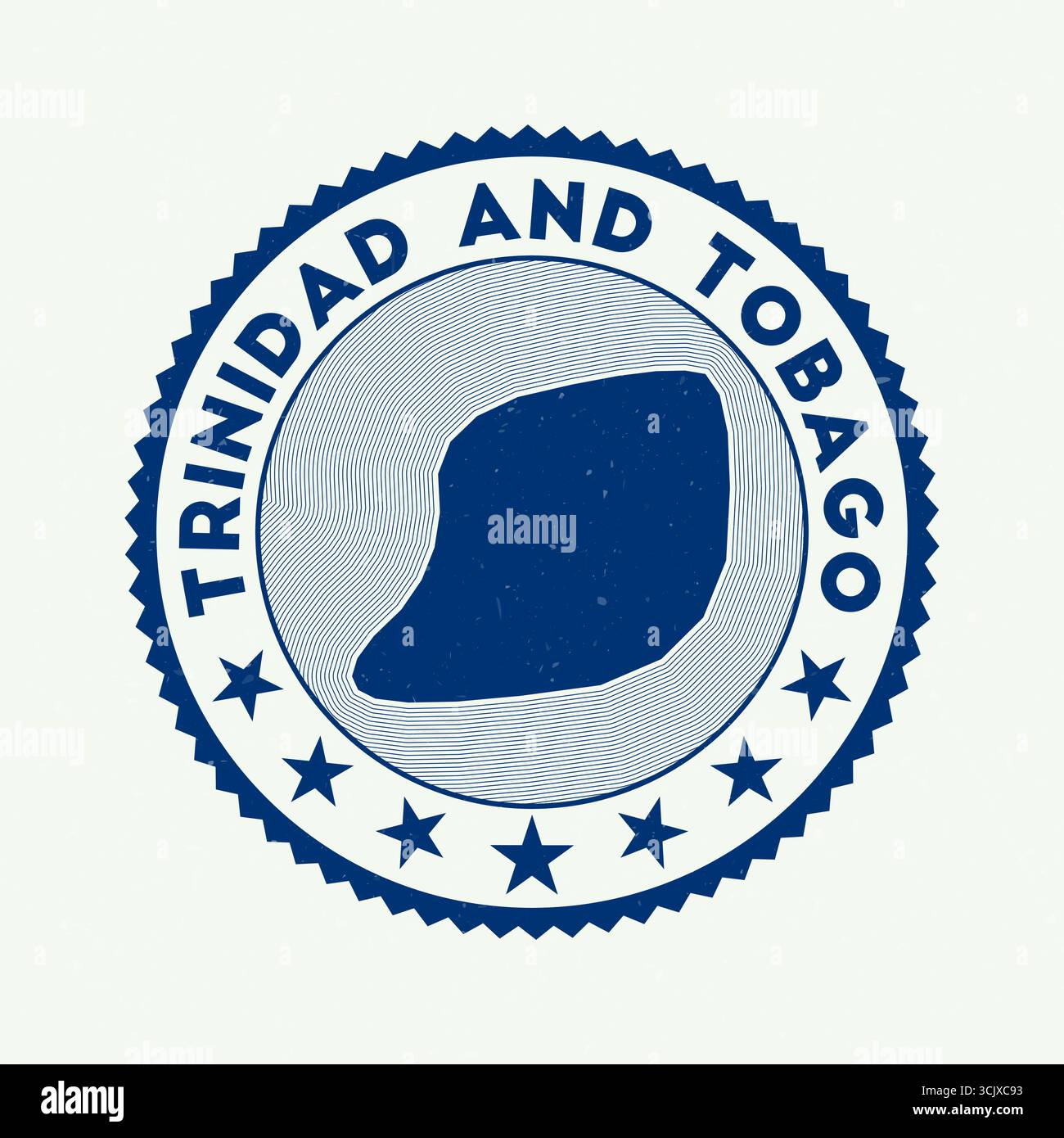 Emblème de Trinité-et-Tobago. Timbre rond de pays avec la forme de Trinité-et-Tobago, isolines et texte rond. Badge incroyable. Illustration de Vecteur