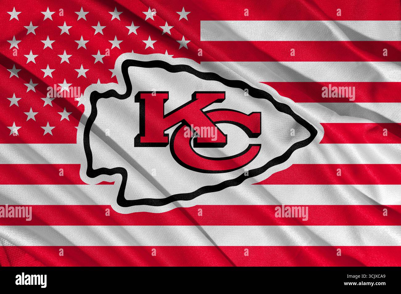 Pringsewu, Lampung ; 9 septembre 2025 ; le logo des Kansas City Chiefs est membre de l'American Football Conference West. NFL États-Unis. Banque D'Images
