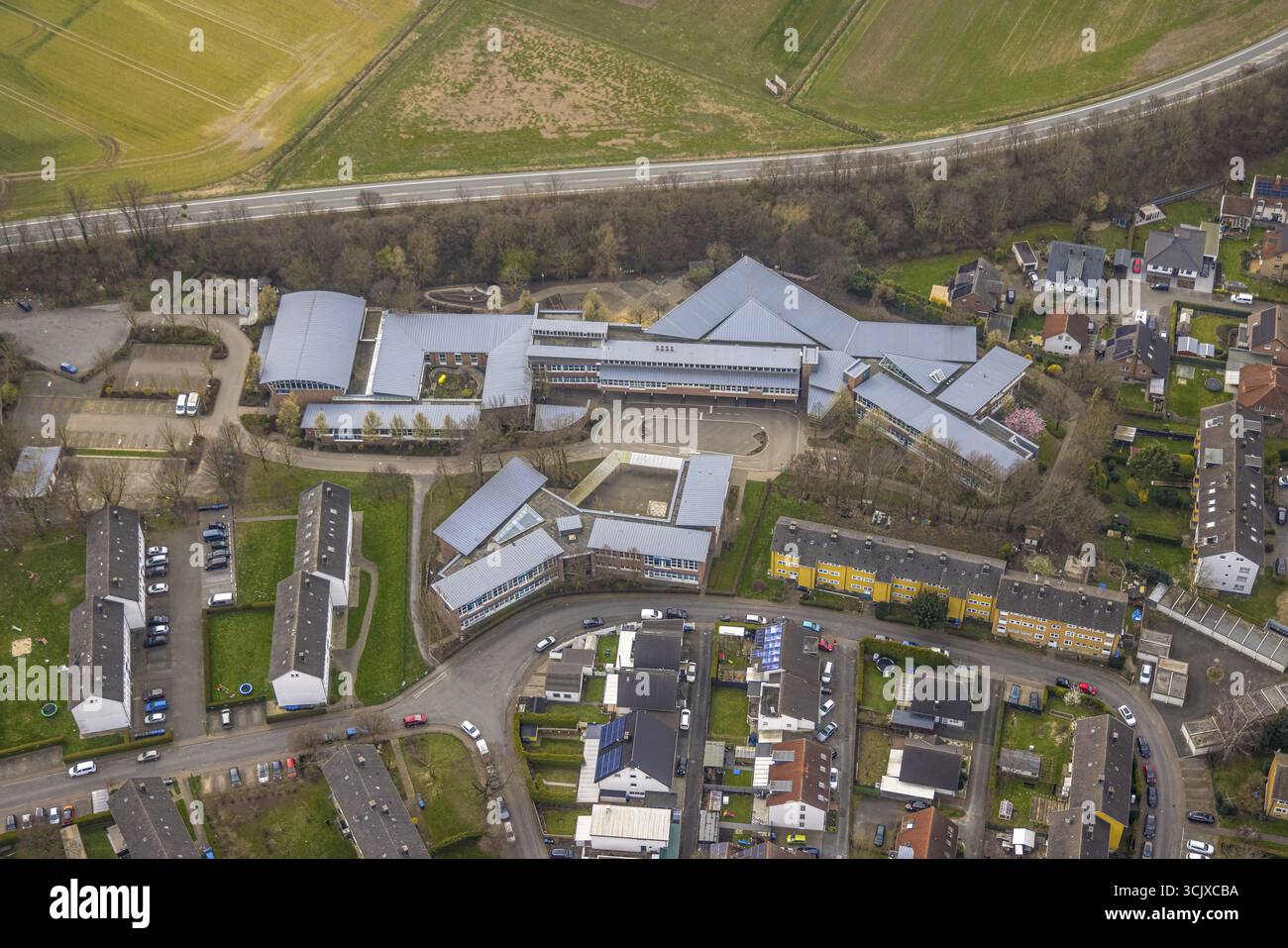 Vue aérienne, Norbertschule Lindenallee, Werl, Rhénanie du Nord-Westphalie, Allemagne Banque D'Images