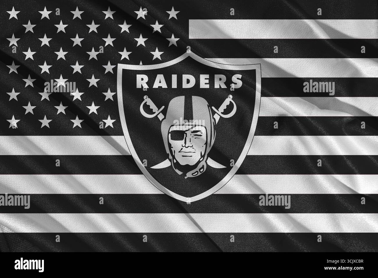 Pringsewu, Lampung ; 9 septembre 2025 ; le logo des Las Vegas Raiders est membre de l'American Football Conference West. NFL États-Unis. Banque D'Images