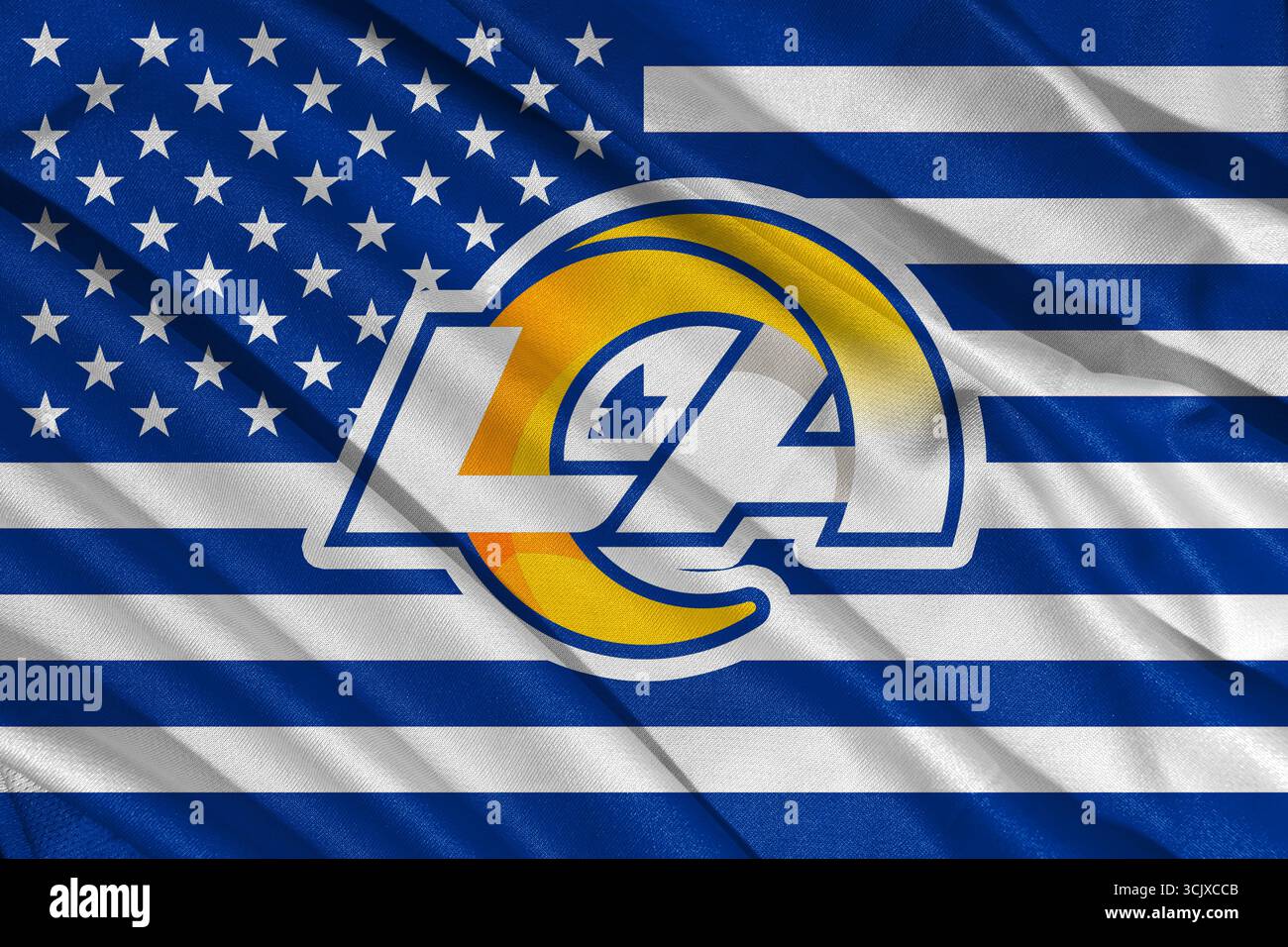 Pringsewu, Lampung ; 9 septembre 2025 ; le logo des Rams de Los Angeles est membre de l'American Football Conference West. NFL États-Unis. Banque D'Images