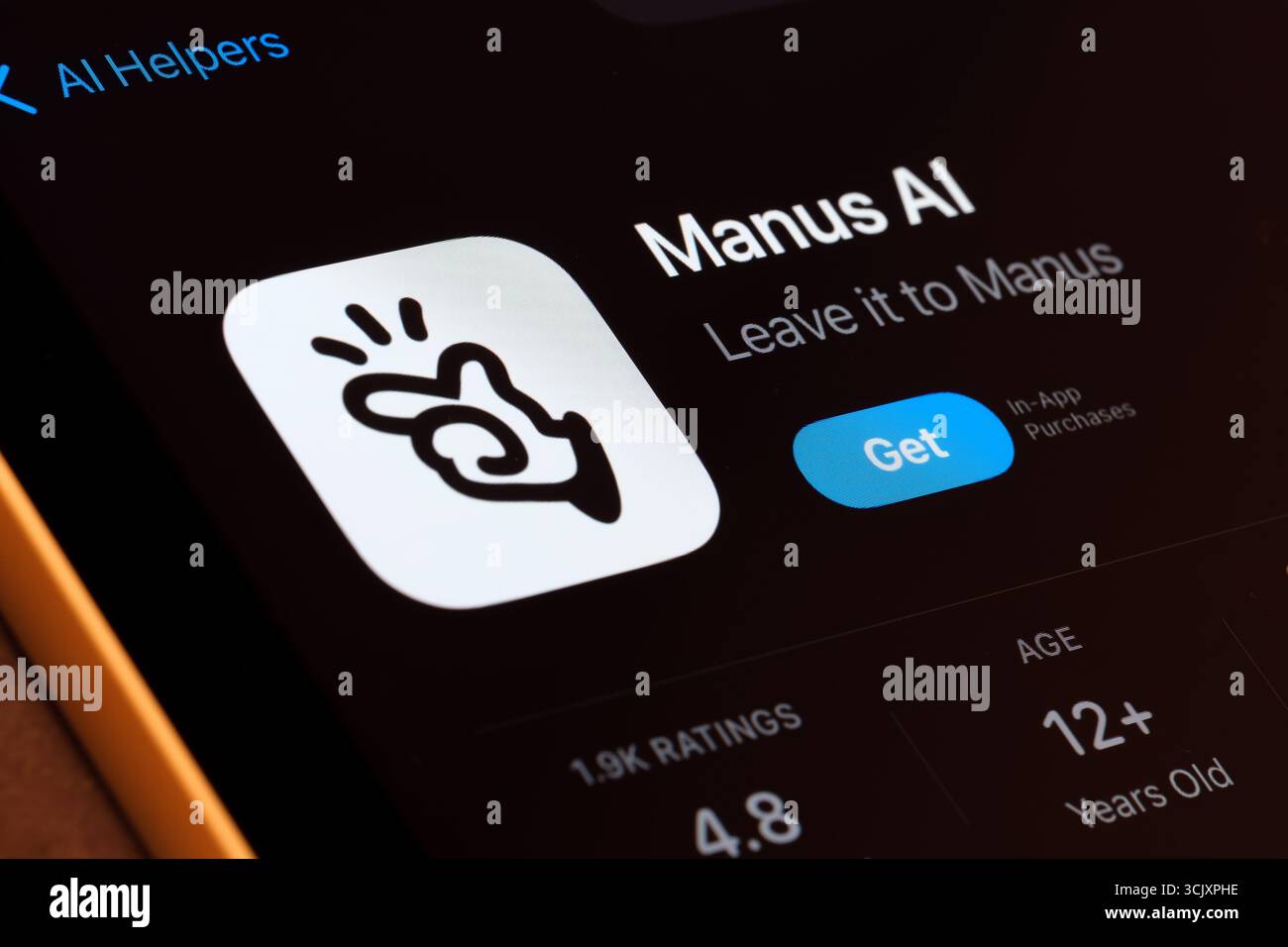 Application Manus ai Banque D'Images