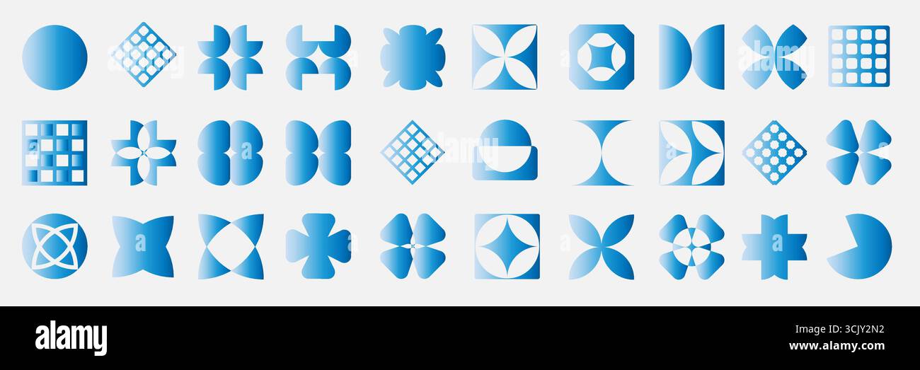 Brutalisme formes colorées Y2K. Kit d'éclairage au néon bleu laser électrique LED. Forme futuriste lumineuse lumineuse des dessins abstraits et des formes, des icônes. Esthétique du design suisse. Illustration de Vecteur