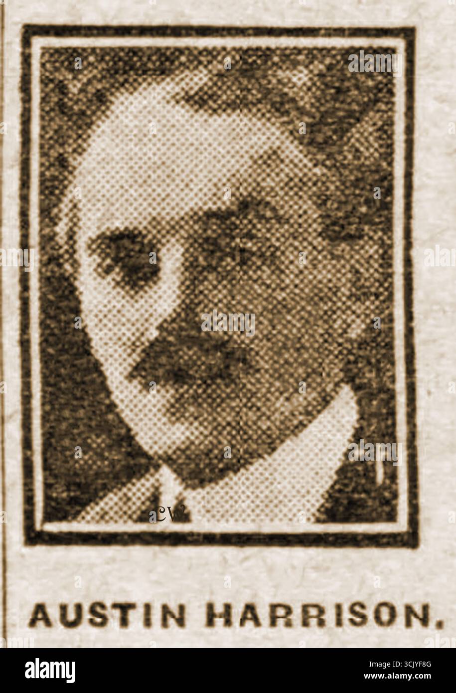 Austin Frederic Harrison (1873 – 1928) - Un portrait imprimé en 1922 du journaliste et rédacteur en chef (plus tard propriétaire) du magazine littéraire Austin Harrison. Il a également été rédacteur en chef de The observer appartenant à Lord Northcliffe et critique dramatique du Daily mail. Harrison meurt en 1928 à son domicile dans le Sussex d'une bronchopneumonie. Banque D'Images