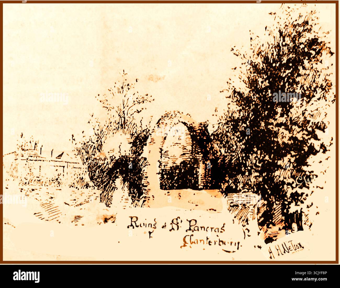 Une image des ruines de l'ancienne église saxonne de Saint-pancréas à Canterbury, datant du début des années 1900, aurait été construite à partir de calcaire provenant de Paris, France --- une image du début des années 1900 des ruines de l'ancienne église saxonne de Saint-pancréas Canterbury, qui aurait été construite à partir de calcaire provenant de Paris, en France ---- Banque D'Images