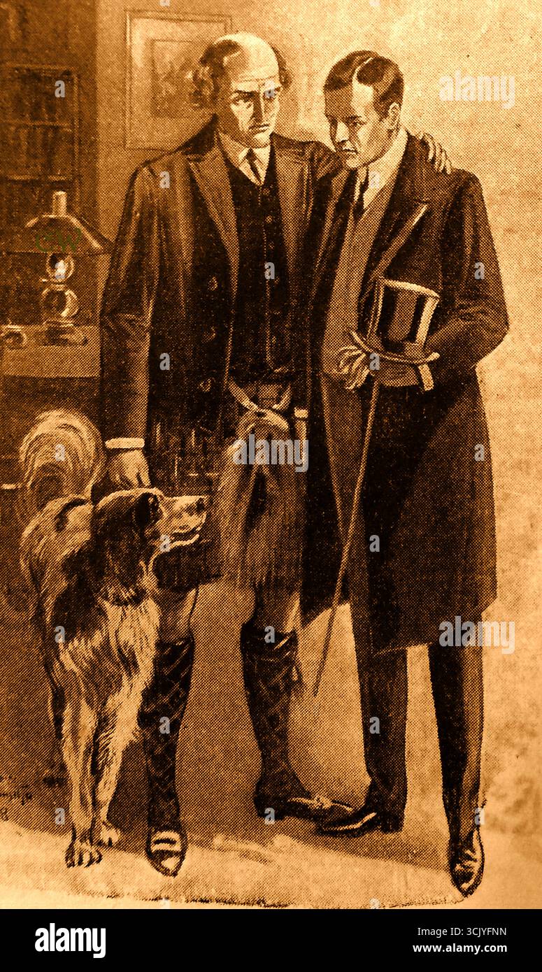Deux messieurs victoriens, l'un d'Écosse et l'autre d'Angleterre en tenue typique de l'époque. Banque D'Images