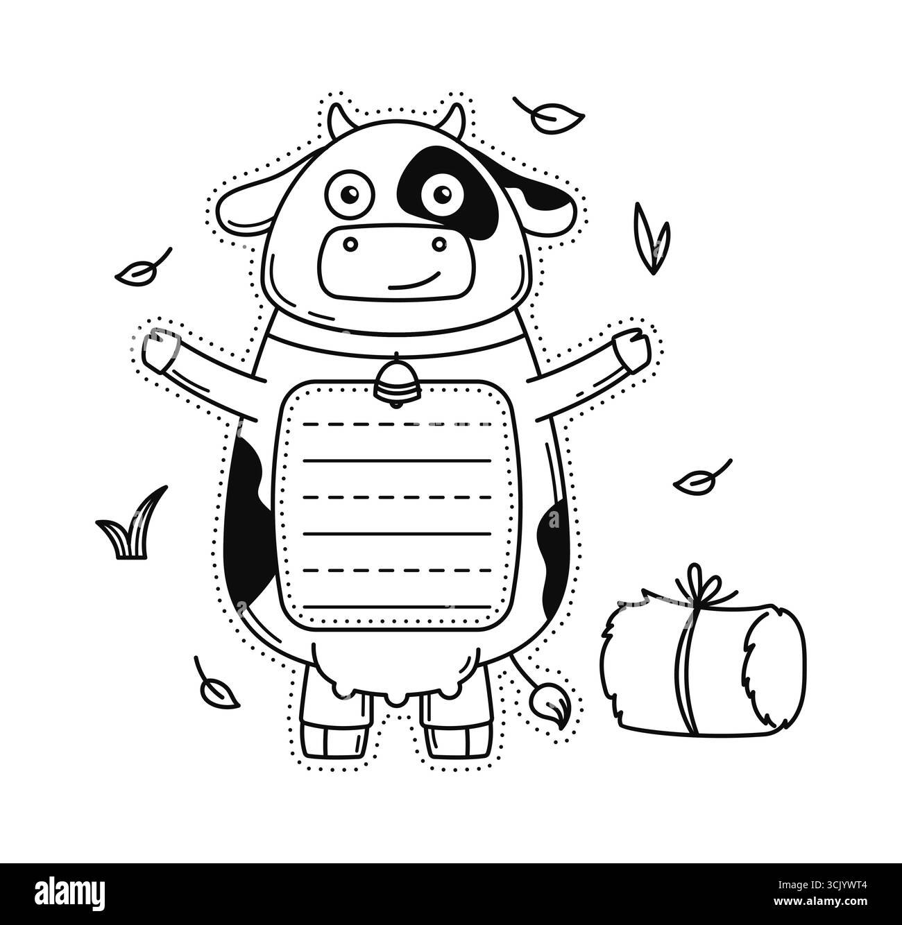 Cadre de note mémo pour enfants animal mignon de vache. Liste de contrôle de vecteur de scrapbook d'enfants, modèle de liste d'animaux de ferme à faire. Le cadre du calendrier des enfants ou l'autocollant de note de mémo de page de journal d'enfant avec le personnage joyeux drôle de vache Illustration de Vecteur