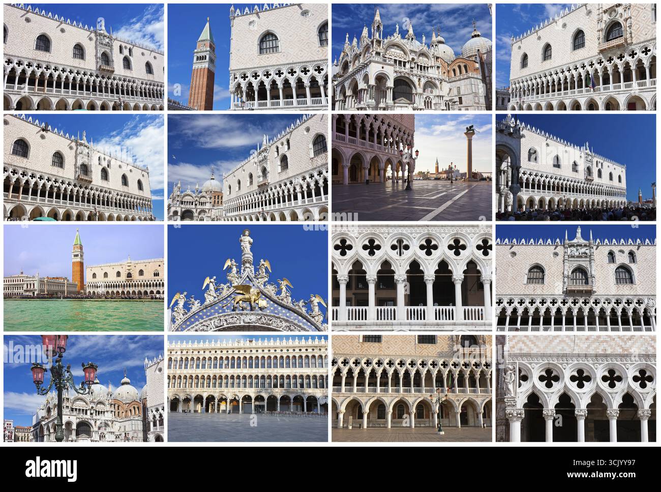 Bell Tower et du Palais des Doges sur la place San Marco, Venise, Italie Banque D'Images