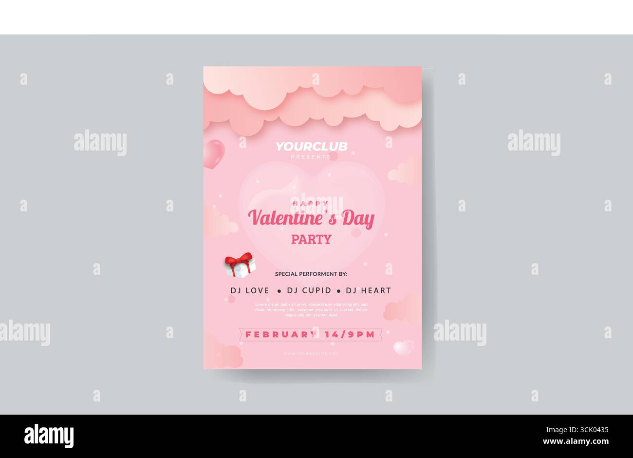 Bonne Saint-Valentin Party Flyer Design et bannières d'offre spéciale Saint-Valentin Illustration de Vecteur