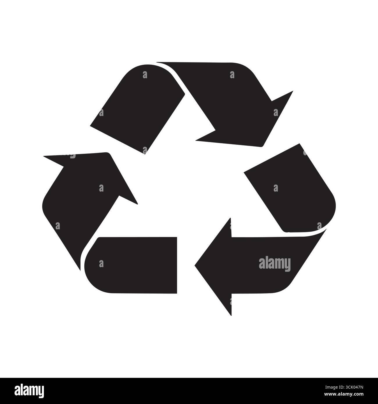 Un symbole de recyclage noir avec trois flèches de poursuite sur fond blanc Illustration de Vecteur