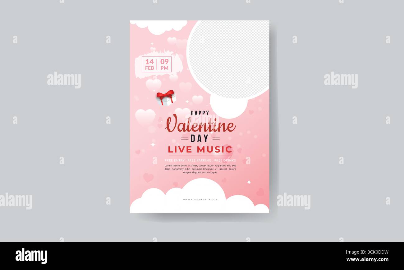 Bonne Saint-Valentin Party Flyer Design et bannières d'offre spéciale Saint-Valentin Illustration de Vecteur