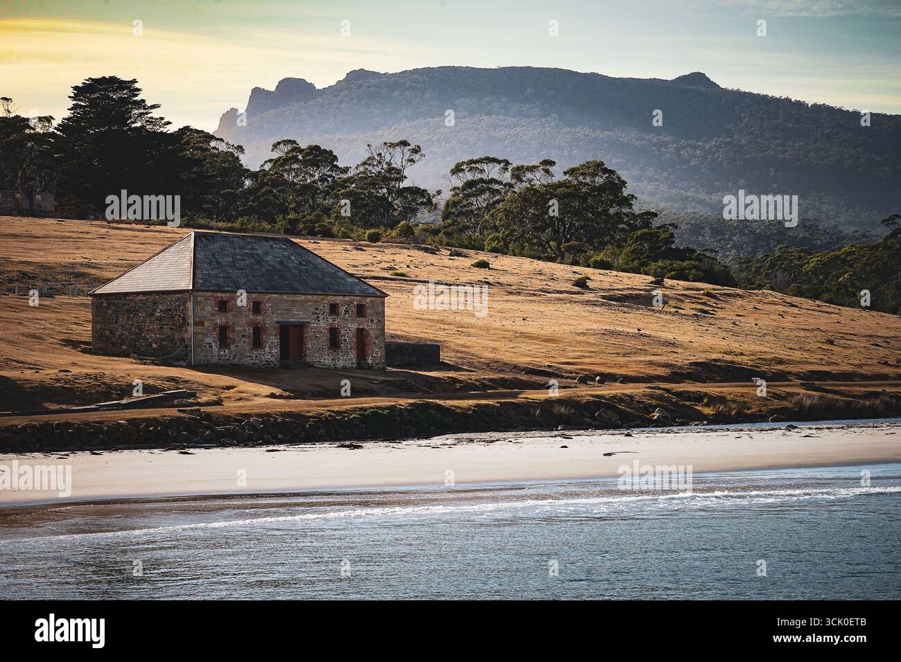Bâtiment historique en pierre sur Maria Island, Tasmanie, Australie Banque D'Images