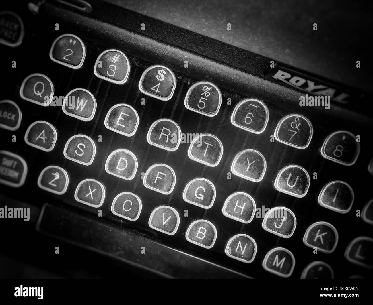 Vintage Royal machine à écrire en noir et blanc Banque D'Images