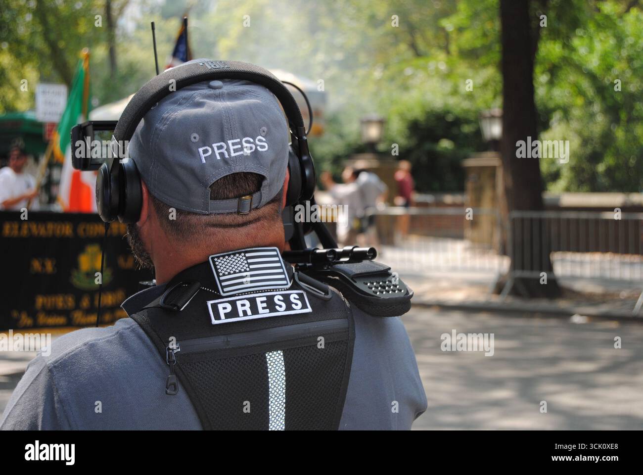 New York City, New York, États-Unis - 06 septembre 2025 : presse au défilé de la fête du travail de New York et mars, le plus ancien et le plus grand défilé de la fête du travail d'Amérique. Banque D'Images