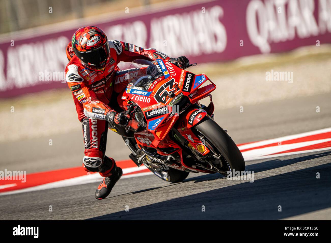 Barcelone, Espagne. Circuit de Barcelona Catalunya. 6 septembre 2025 qualification. Moto GP Francesco Bagnaia (63) de Ducati Lenovo Team lors de la qualification MotoGP Gran Premi Monster Energy de Catalunya. Qualification MotoGP 5-6-7 septembre 2025, au circuit de Barcelona-Catalunya à Barcelone, Espagne. Banque D'Images