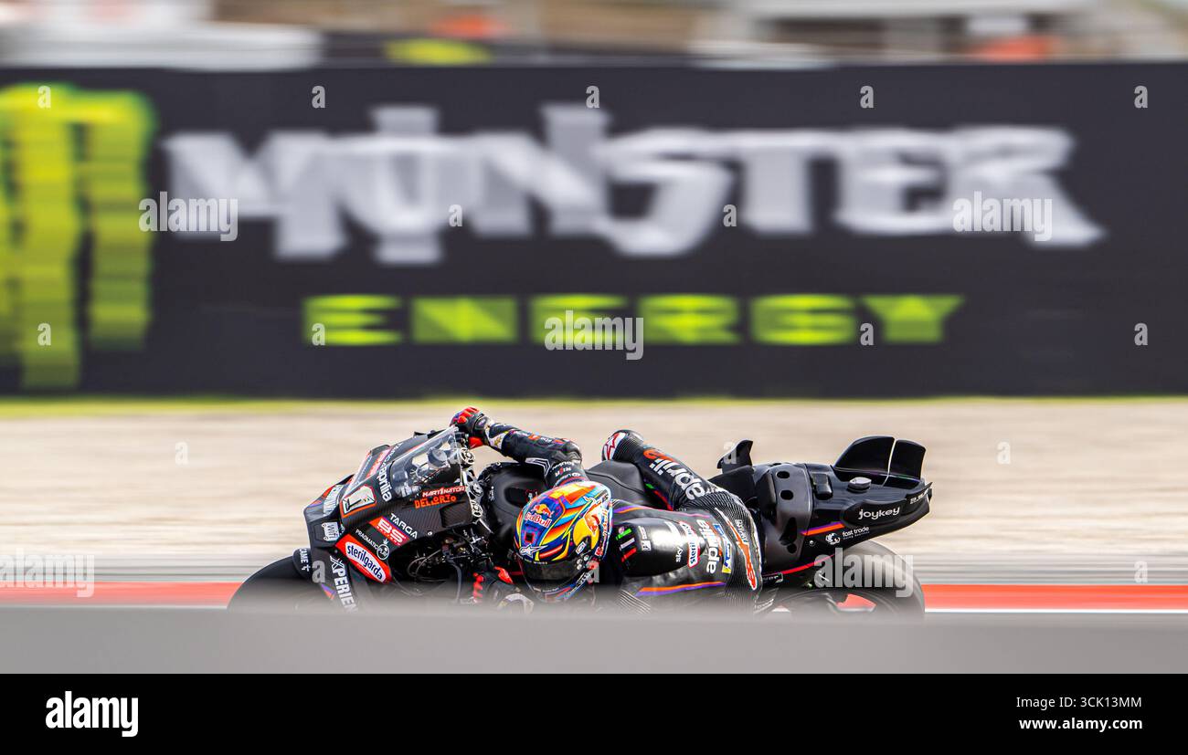 Barcelone, Espagne. Circuit de Barcelona Catalunya. 07 septembre 2025 jour de la course. Moto GP Jorge Martín (1) d'Aprilia Racing lors du MotoGP Gran Premi Monster Energy de Catalunya.MotoGP 5-6-7 Sep 2025, au circuit de Barcelona-Catalunya à Barcelone, Espagne. Banque D'Images