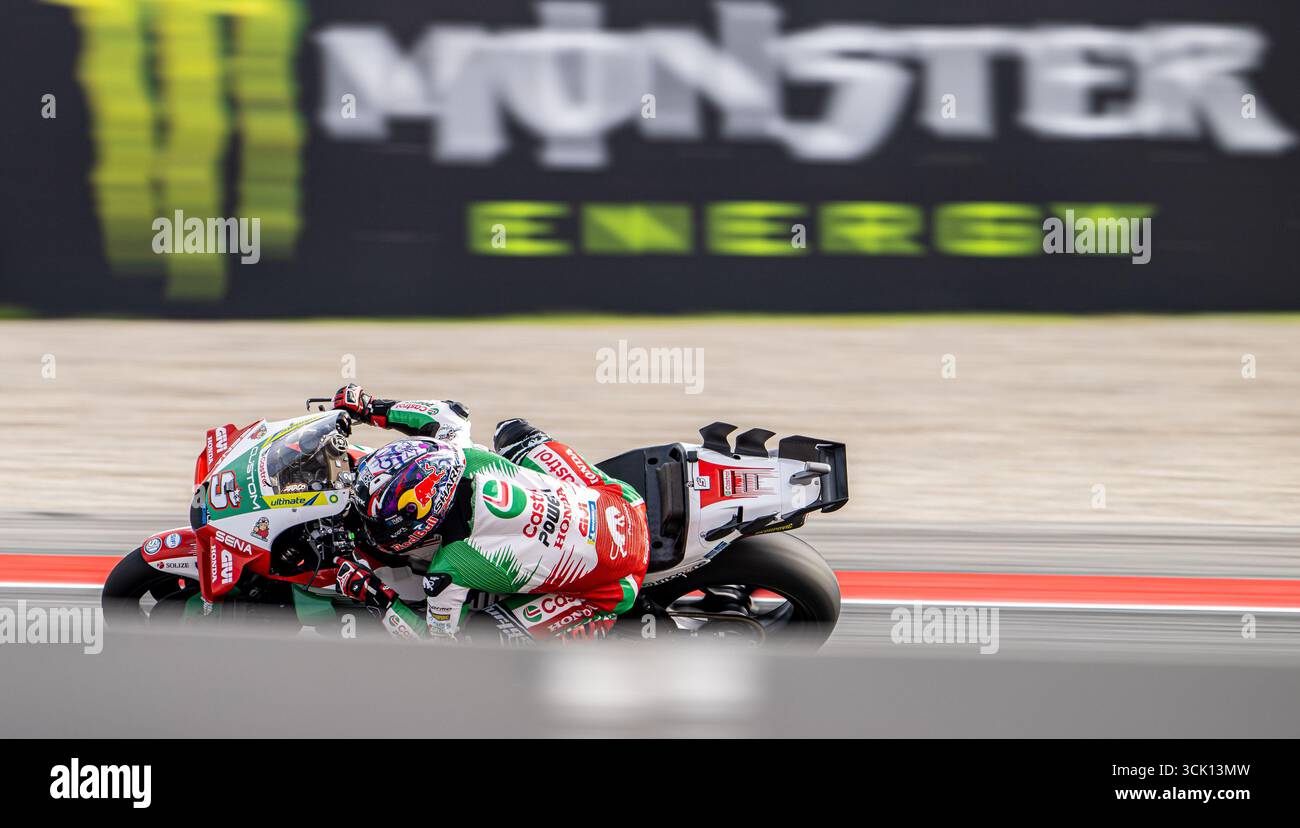 Barcelone, Espagne. Circuit de Barcelona Catalunya. 07 septembre 2025 jour de la course. Moto GP Johan Zarco (5) de Castrol Honda LCR lors du MotoGP Gran Premi Monster Energy de Catalunya.MotoGP 5-6-7 Sep 2025, au circuit de Barcelona-Catalunya à Barcelone, Espagne. Banque D'Images