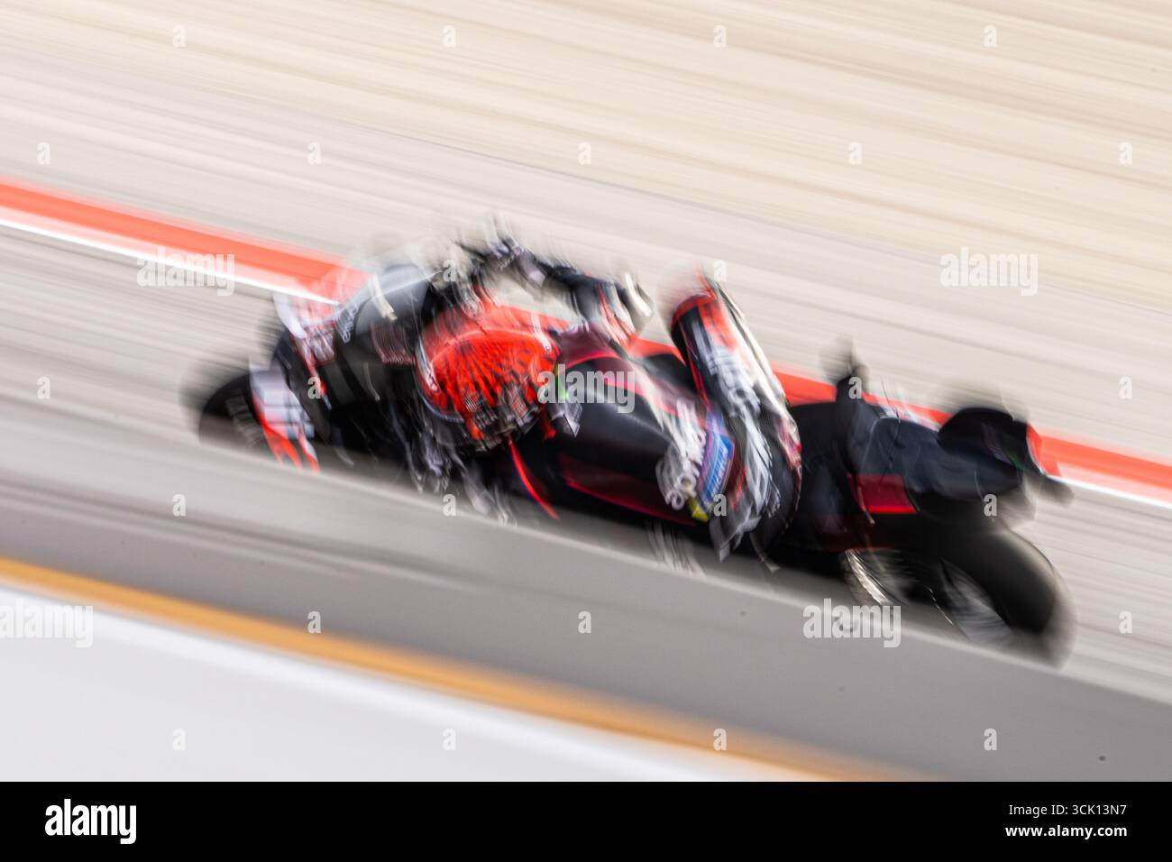 Barcelone, Espagne. Circuit de Barcelona Catalunya. 07 septembre 2025 jour de la course. Moto GP Salvadori (32) d'Aprilia Racing lors du MotoGP Gran Premi Monster Energy de Catalunya.MotoGP 5-6-7 Sep 2025, au circuit de Barcelona-Catalunya à Barcelone, Espagne. Banque D'Images