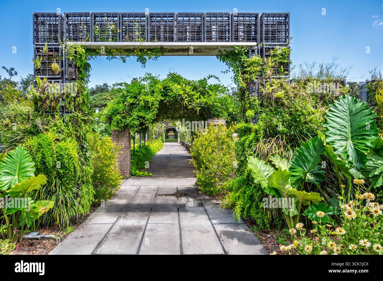 Jardin botanique de la Nouvelle-Orléans, entrée dans le jardin de l'arrivée, situé dans le New Orleans City Park, Louisiane, États-Unis. Banque D'Images