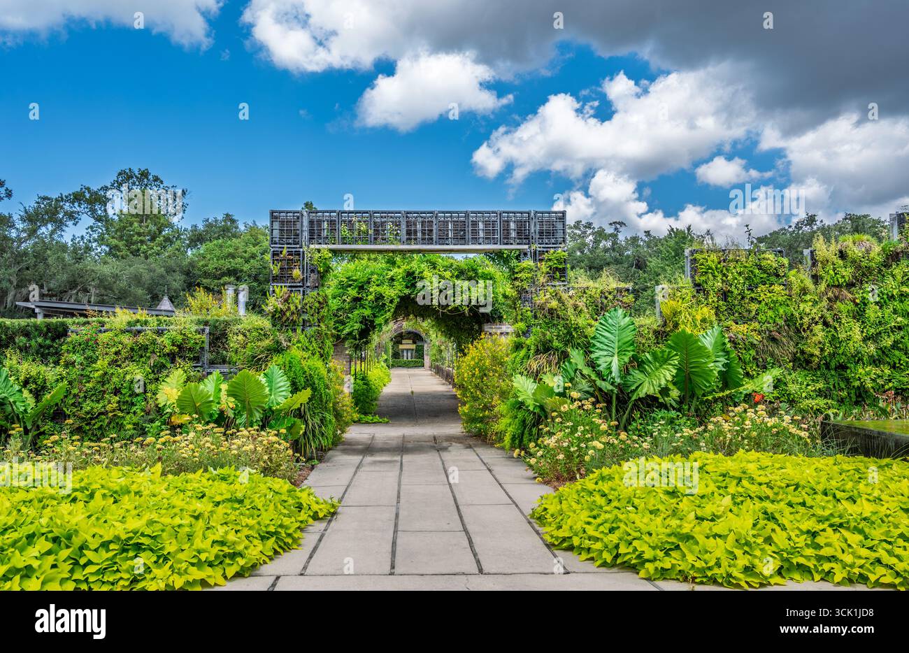 Jardin botanique de la Nouvelle-Orléans, entrée dans le jardin de l'arrivée, situé dans le New Orleans City Park, Louisiane, États-Unis. Banque D'Images