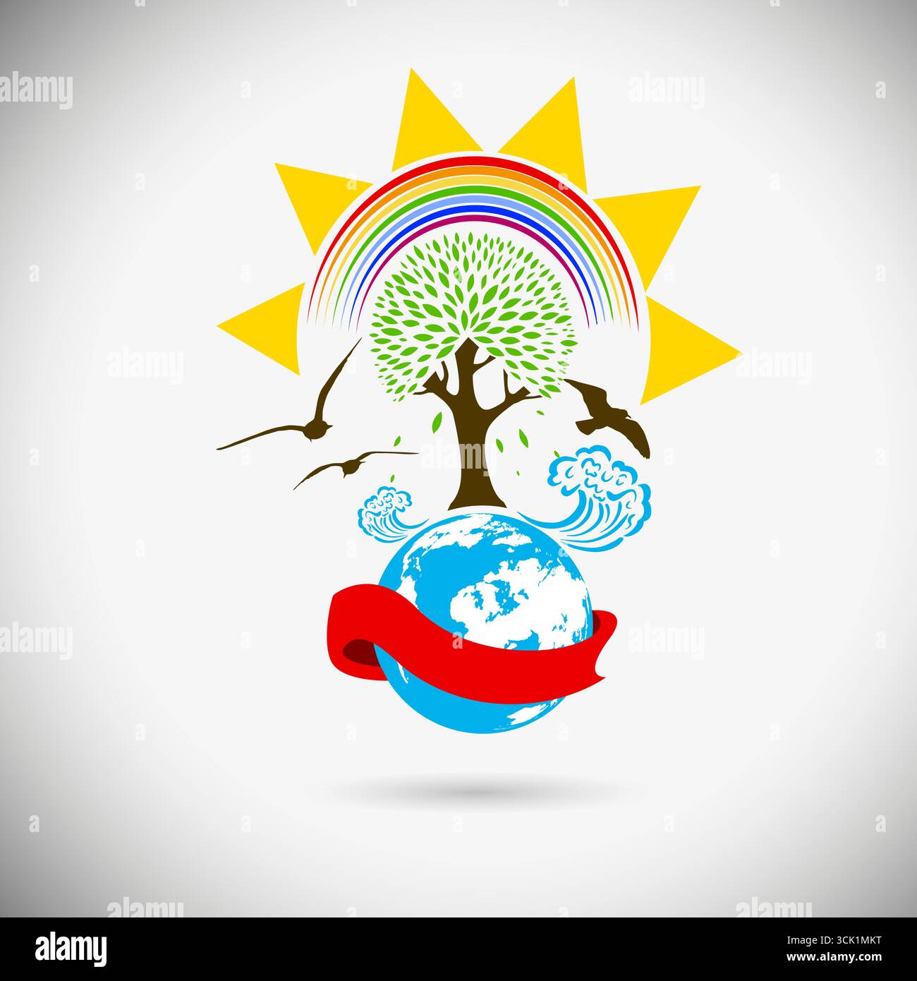 Logo nature arbre et soleil. Pas ai, illustration vectorielle Illustration de Vecteur