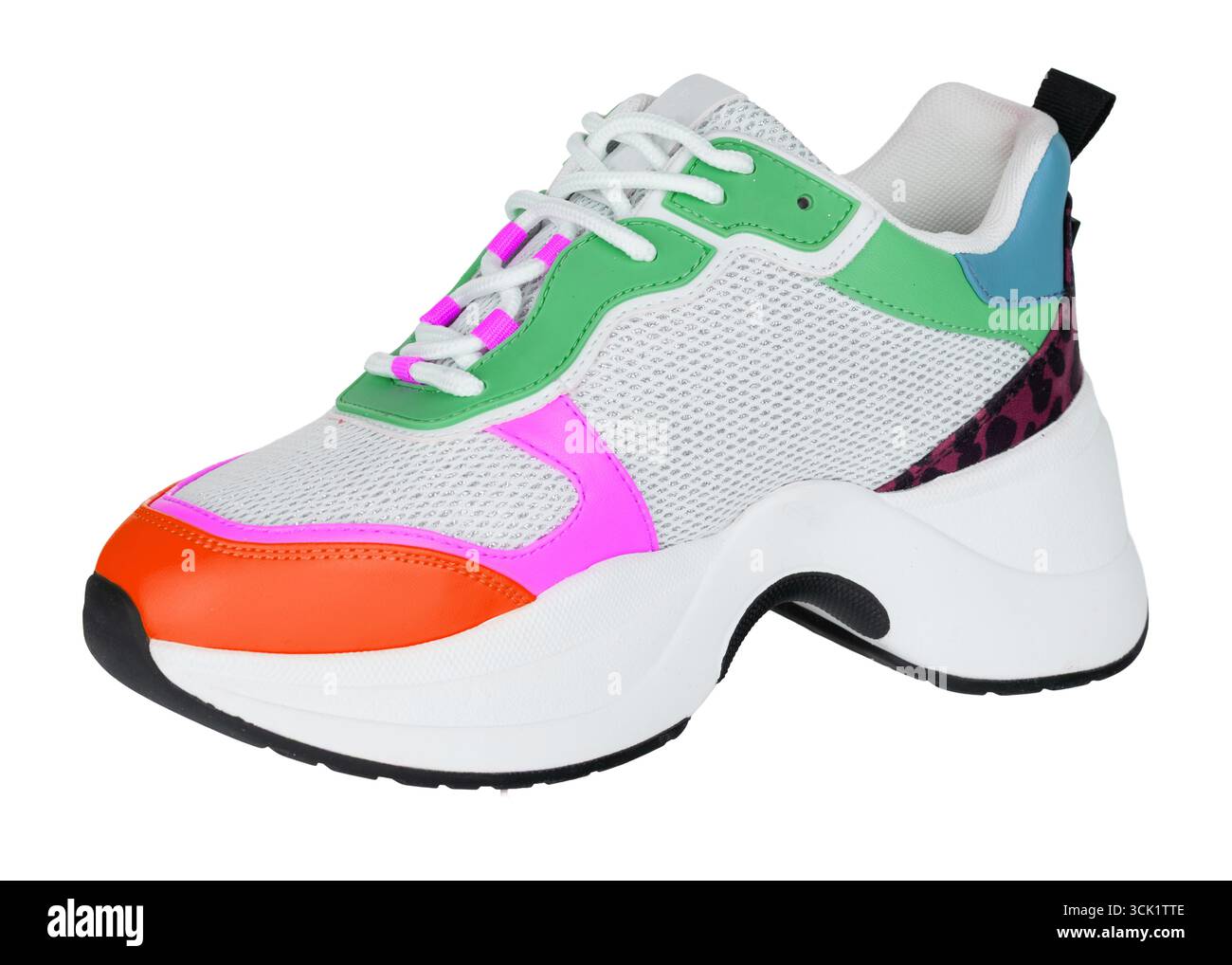 Sneaker Chunky avec des accents orange et rose Banque D'Images