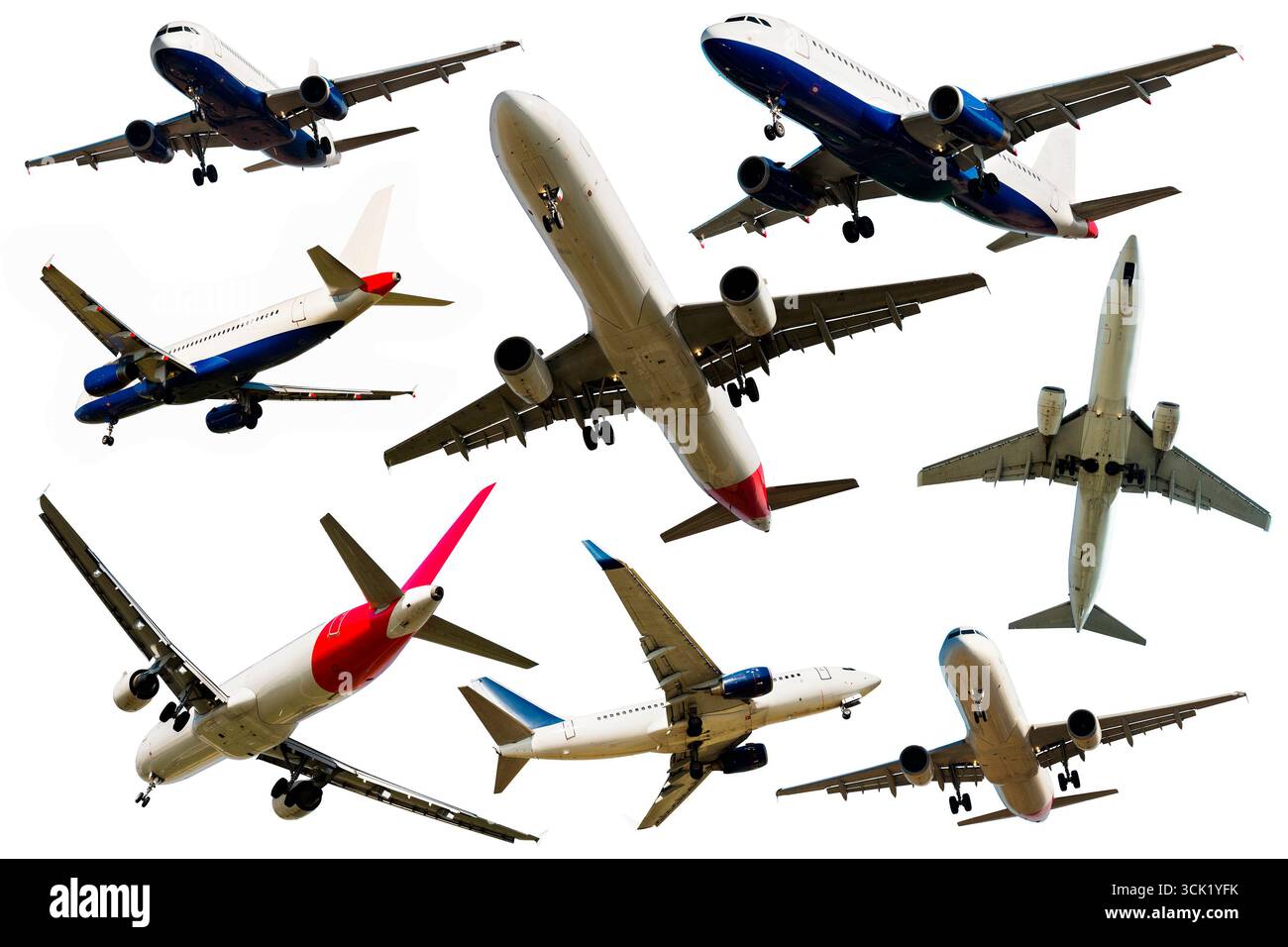Beaucoup d'avions différents sur un fond blanc propre Banque D'Images Beaucoup d'avions différents sur un fond blanc propre Banque D'Images