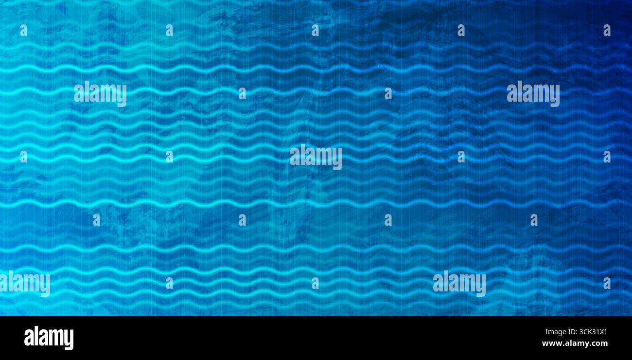 Bleu vif lignes zigzag lisses grunge fond abstrait. Design brillant géométrique rétro vectoriel Illustration de Vecteur