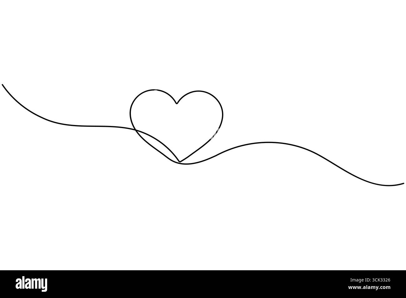 Forme de coeur une ligne illustration d'art minimal romantique forme d'amour isoler le vecteur de contour Illustration de Vecteur