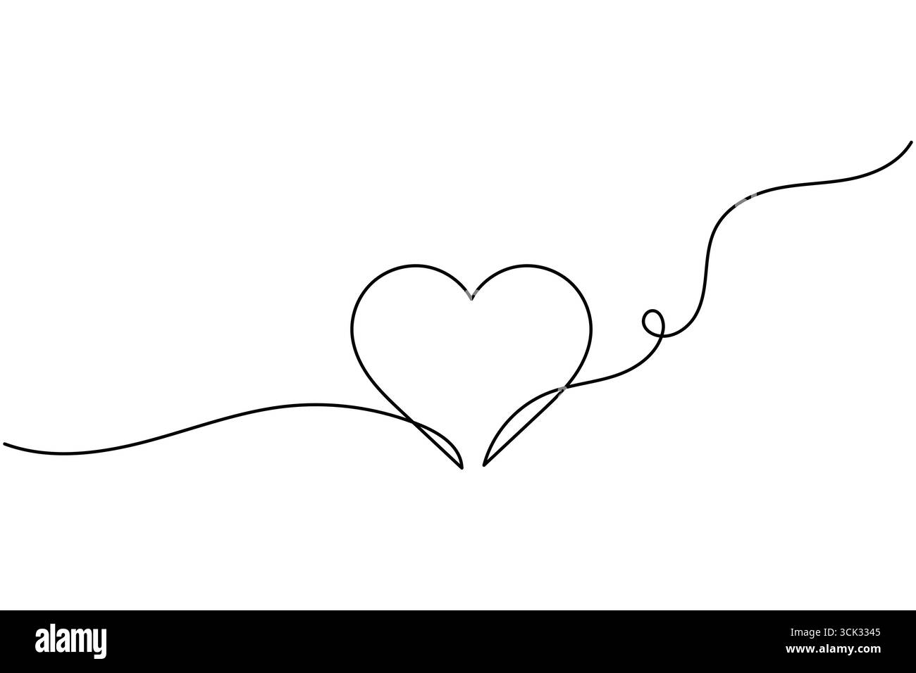 Forme de coeur une ligne illustration d'art minimal romantique forme d'amour isoler le vecteur de contour Illustration de Vecteur