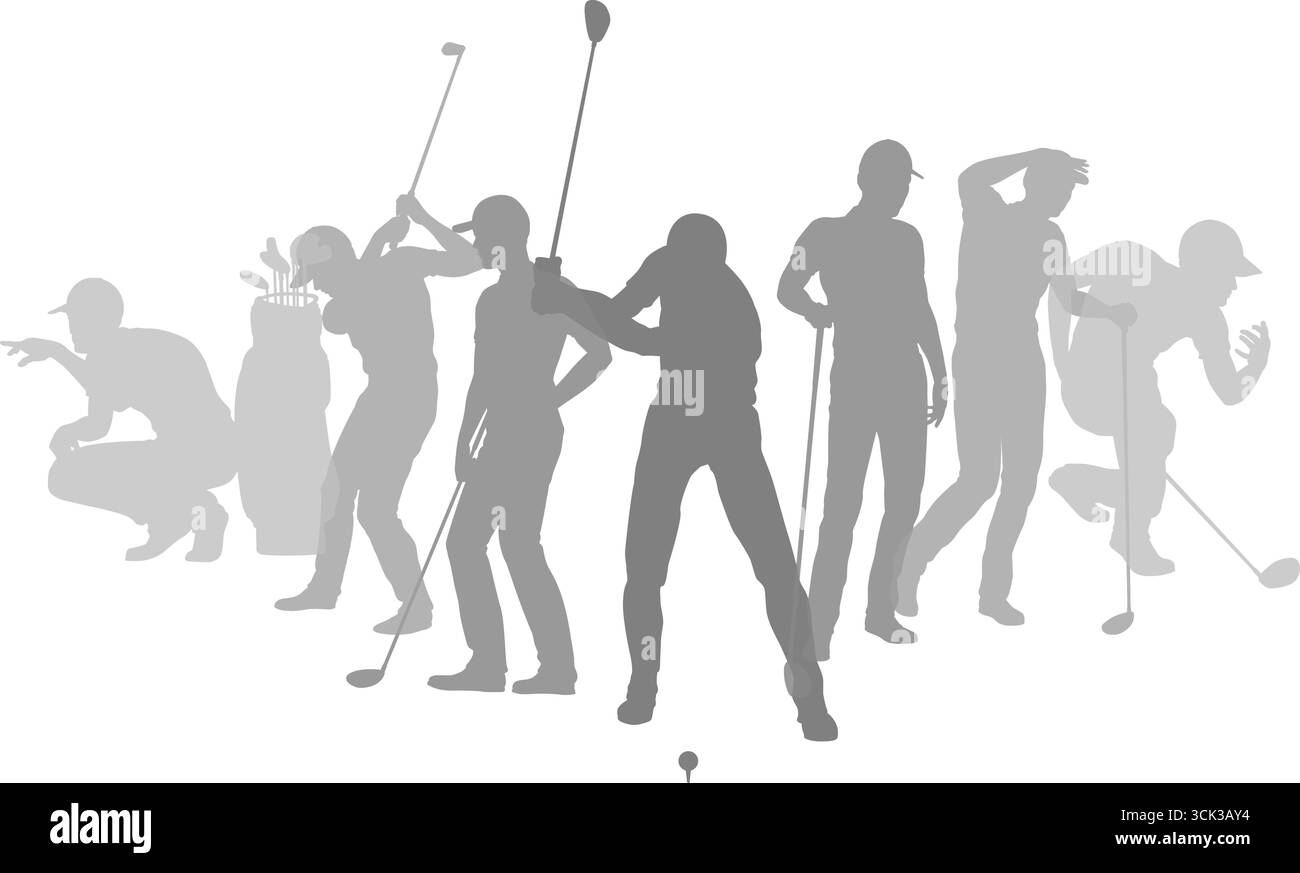 Golfeurs Golf Silhouette Golf personnes silhouettes Illustration de Vecteur