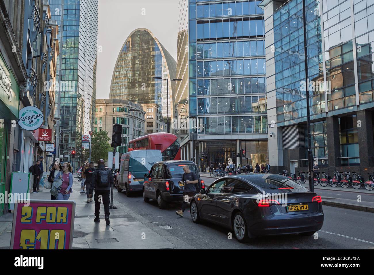 Tôt le matin, Wormwood Street, Londres, Grande-Bretagne Banque D'Images
