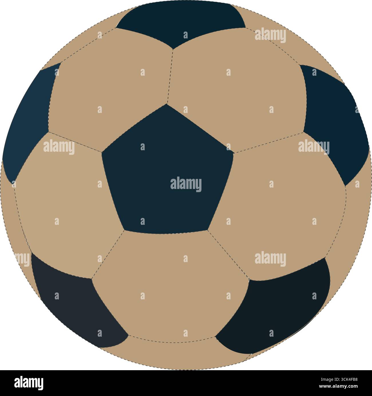 Ballon de football géométrique classique avec pentagons bleus et hexagones Tan Illustration de Vecteur