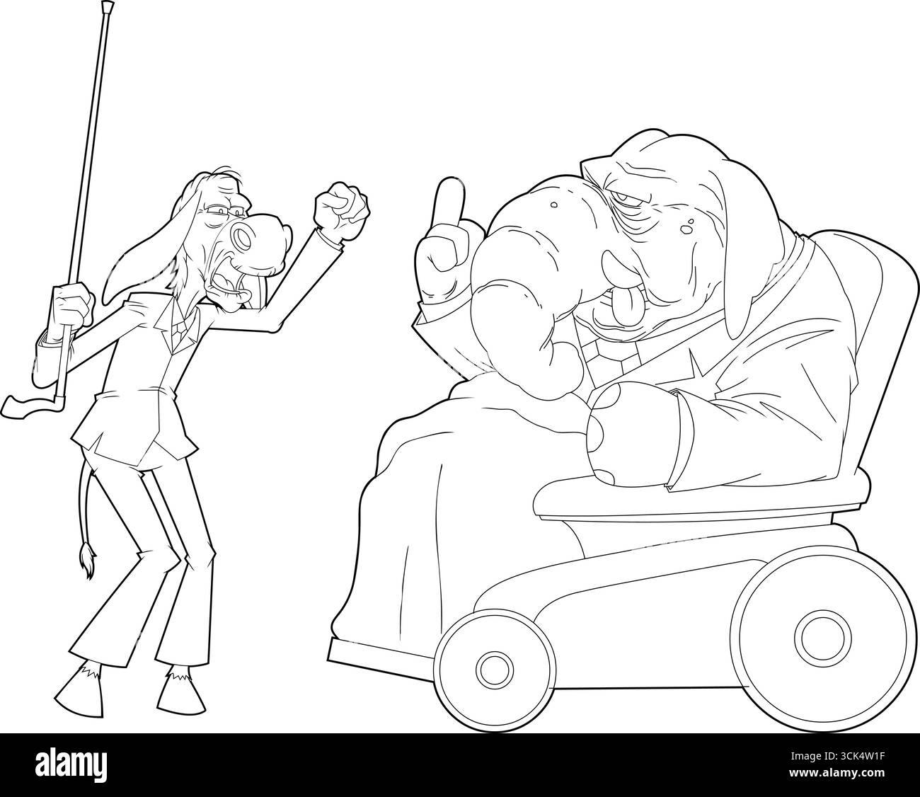 Esquissé les personnages Démocrate Donkey vs Republican Elephant Cartoon. Illustration vectorielle dessinée à la main isolée sur fond transparent Illustration de Vecteur